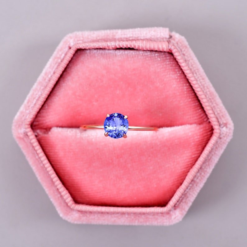 Unique Tanzanite Ring Dainty Tanzanite Solitaire Ring