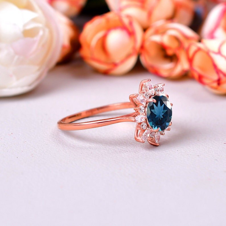 Beautiful London Blue Toapz engagement ring Promise Gift