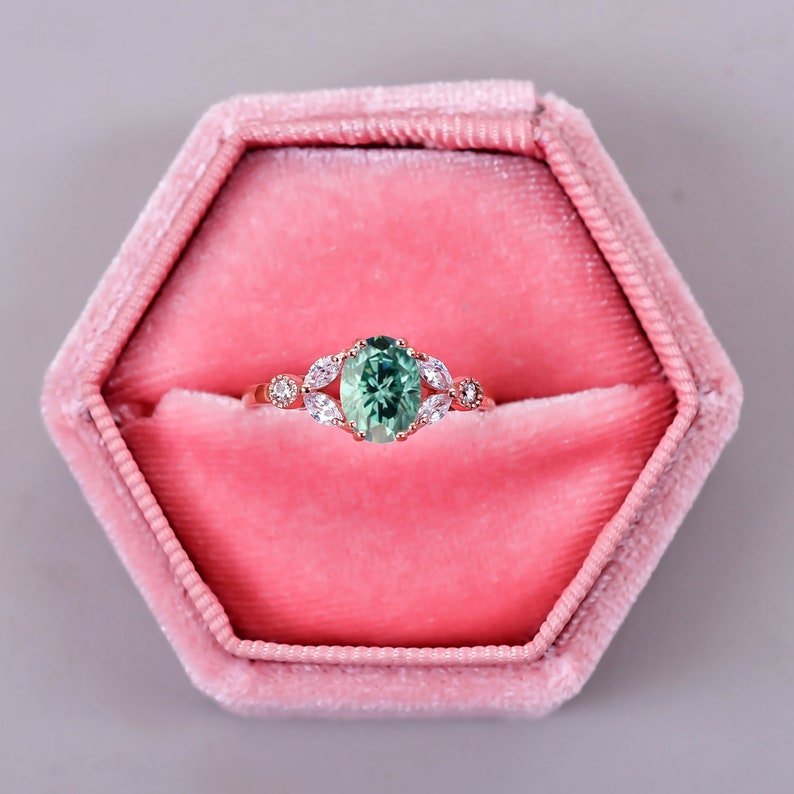 Gorgeous Green Moissanite Wedding Ring Anniversary gift
