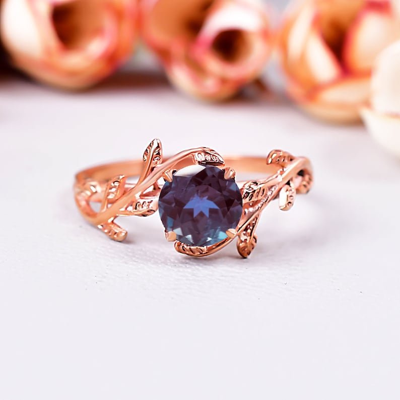 Beautiful Leaf Alexandrite Engagement Ring