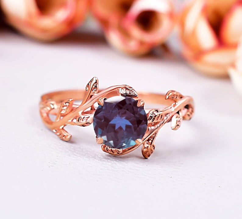 Beautiful Leaf Alexandrite Engagement Ring