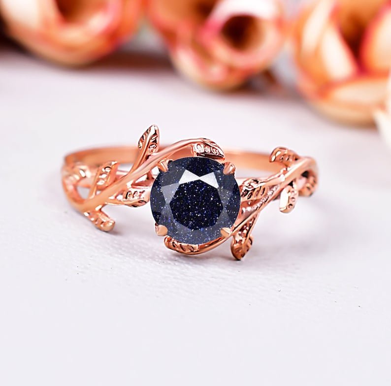 Vintage Blue Sandstone Ring Promise Ring Gift
