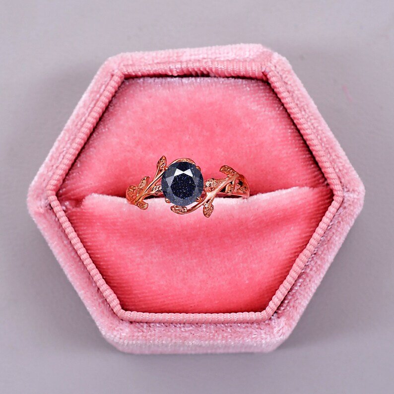 Vintage Blue Sandstone Ring Promise Ring Gift