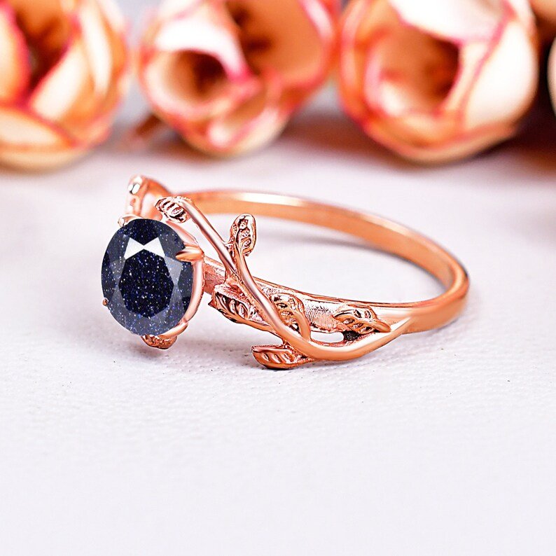 Vintage Blue Sandstone Ring Promise Ring Gift
