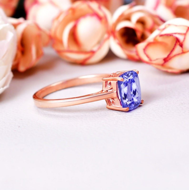 Brilliant Cushion Cut Tanzanite Engagement Ring