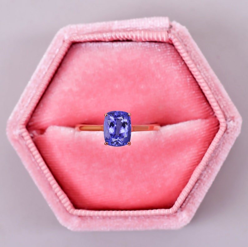 Brilliant Cushion Cut Tanzanite Engagement Ring