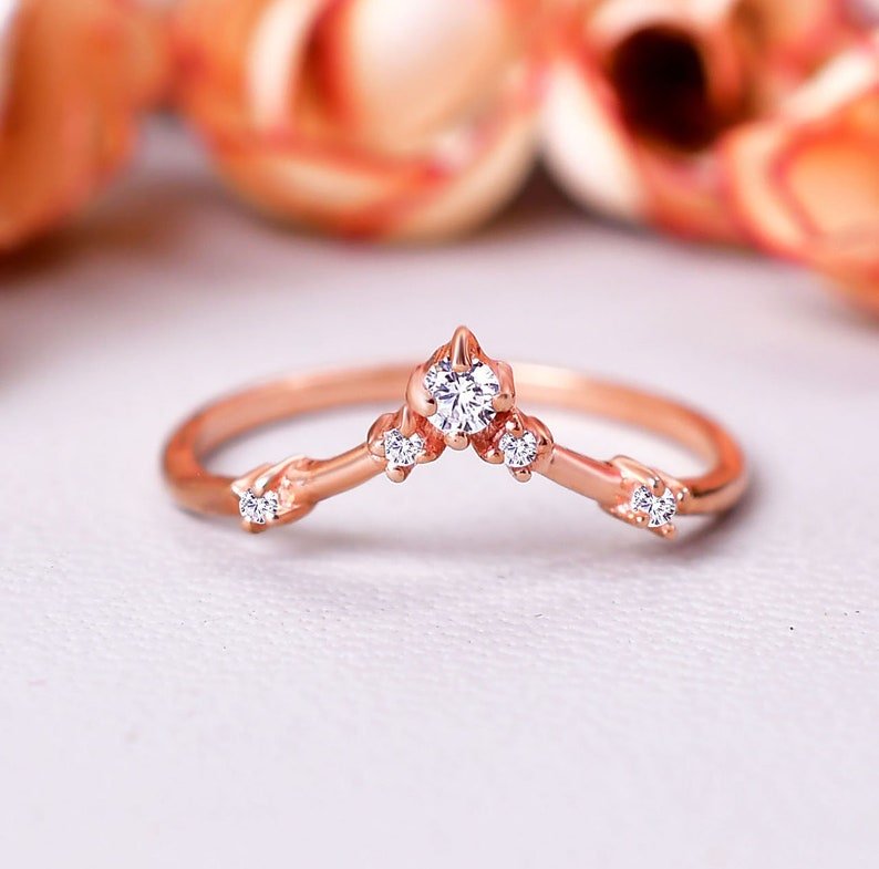 Beautiful Moissanite Rose Gold Wedding Band Ring