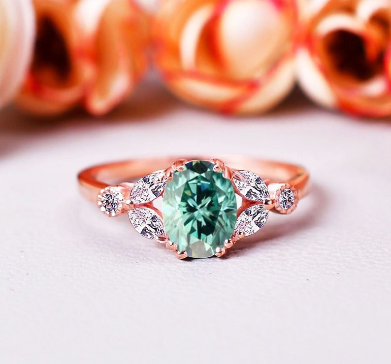 Gorgeous Green Moissanite Wedding Ring Anniversary gift
