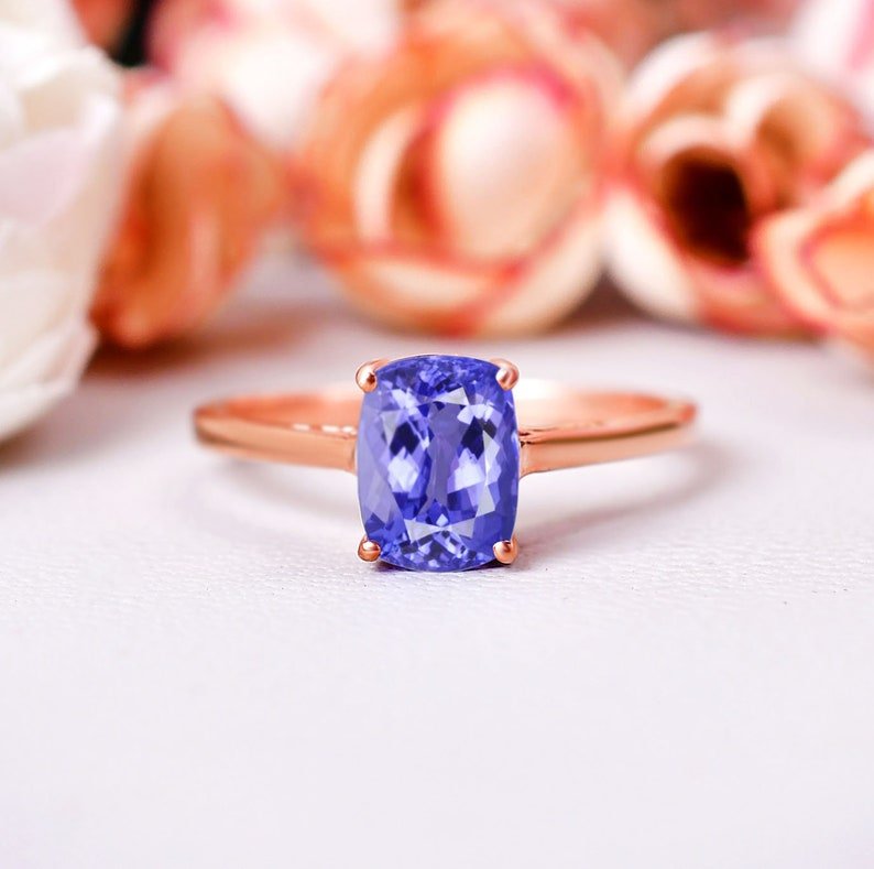 Brilliant Cushion Cut Tanzanite Engagement Ring