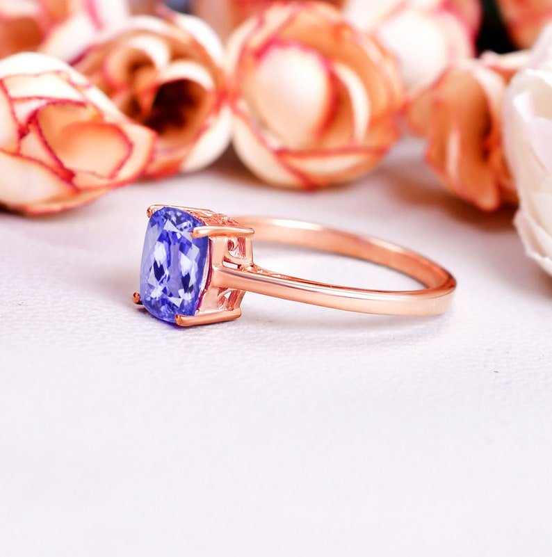 Brilliant Cushion Cut Tanzanite Engagement Ring