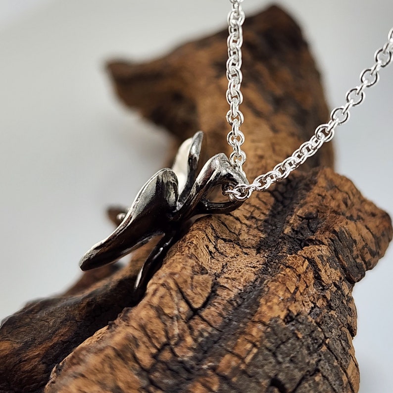 Hand-Sculpted Sterling Silver Phalaenopsis Orchid Pendant