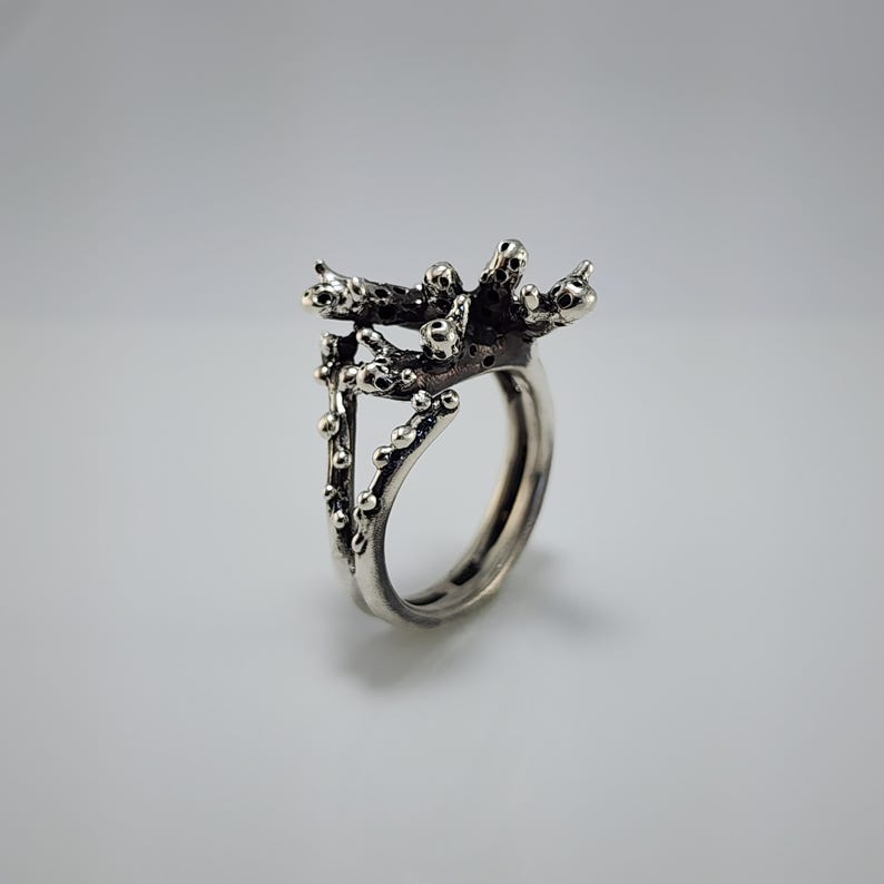 Sterling Silver Beach Coral Ring | Statement Jewelry