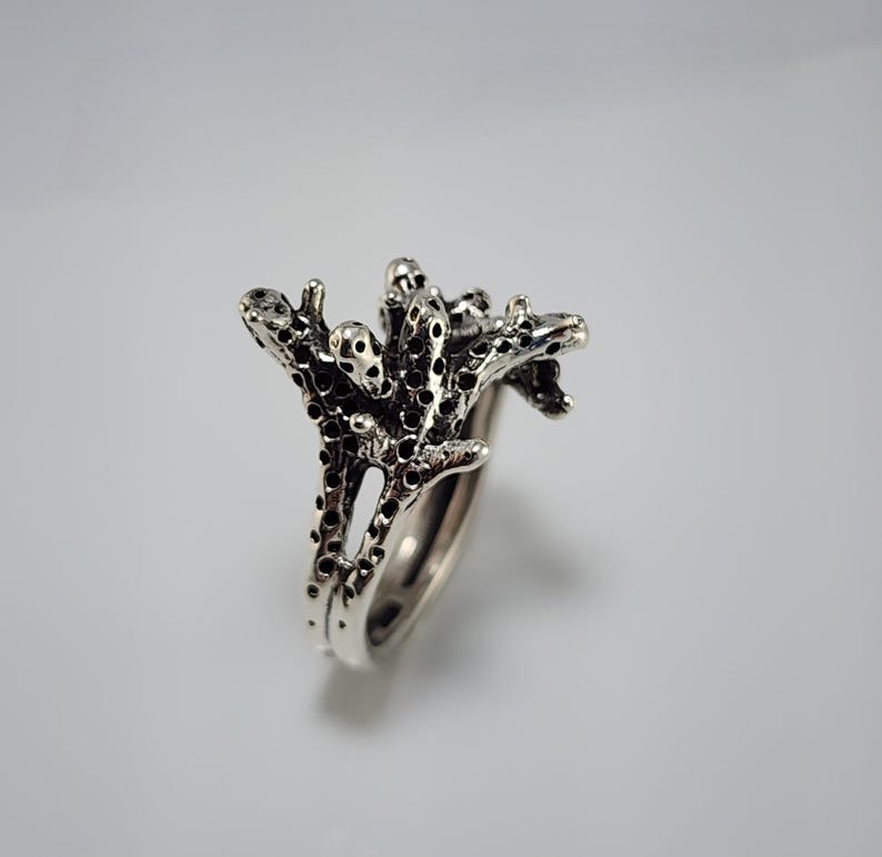 Sterling Silver Beach Coral Ring | Statement Jewelry