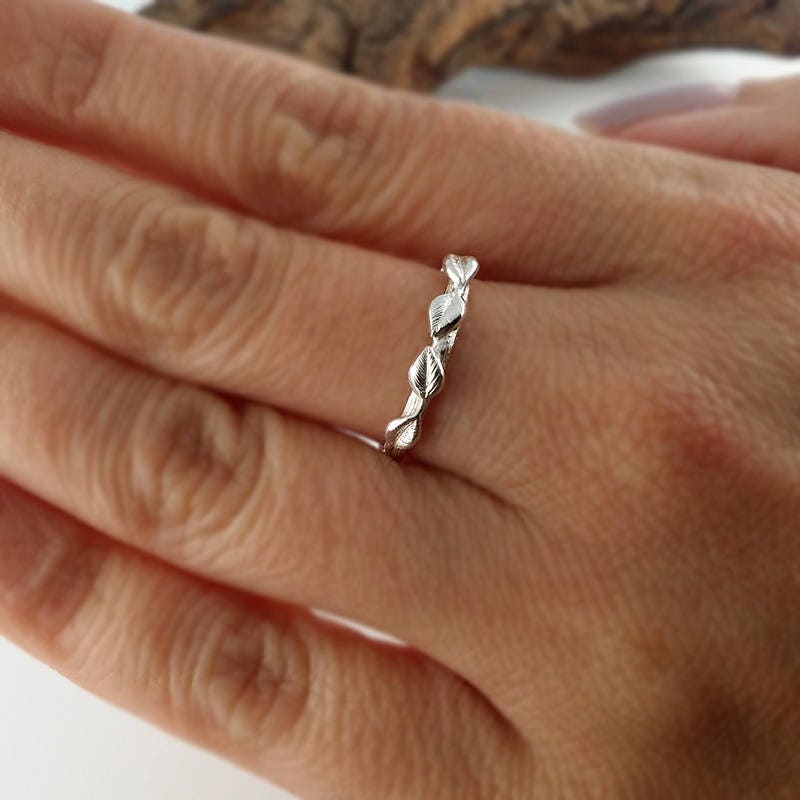 Hand-sculpted Vine and Leaf Sterling Silver Band