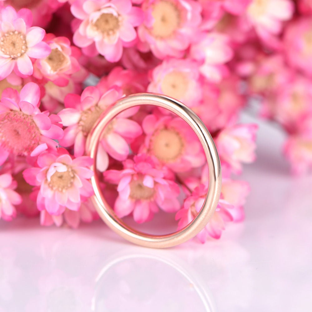 Plain gold ring simple plain gold wedding band solid 14k rose gold matching band stacking ring custom jewelry men ring