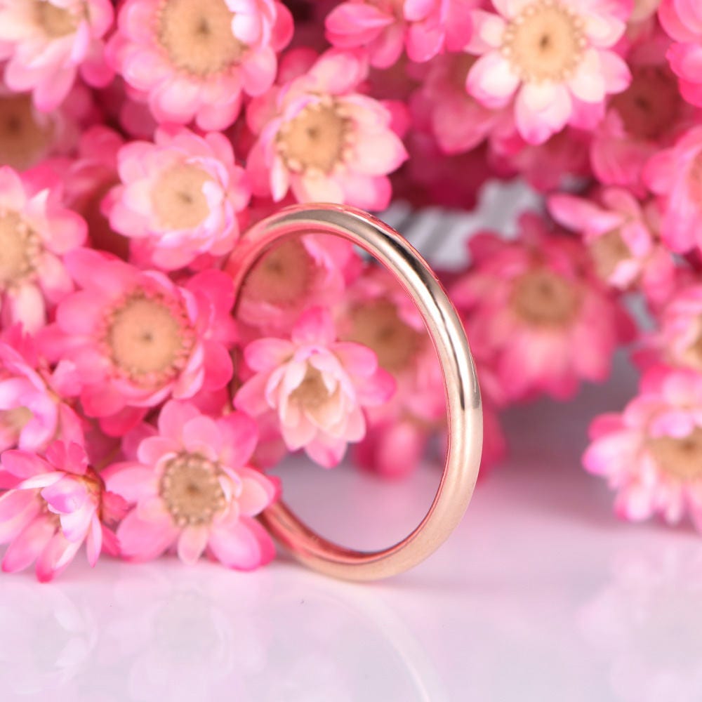 Plain gold ring simple plain gold wedding band solid 14k rose gold matching band stacking ring custom jewelry men ring