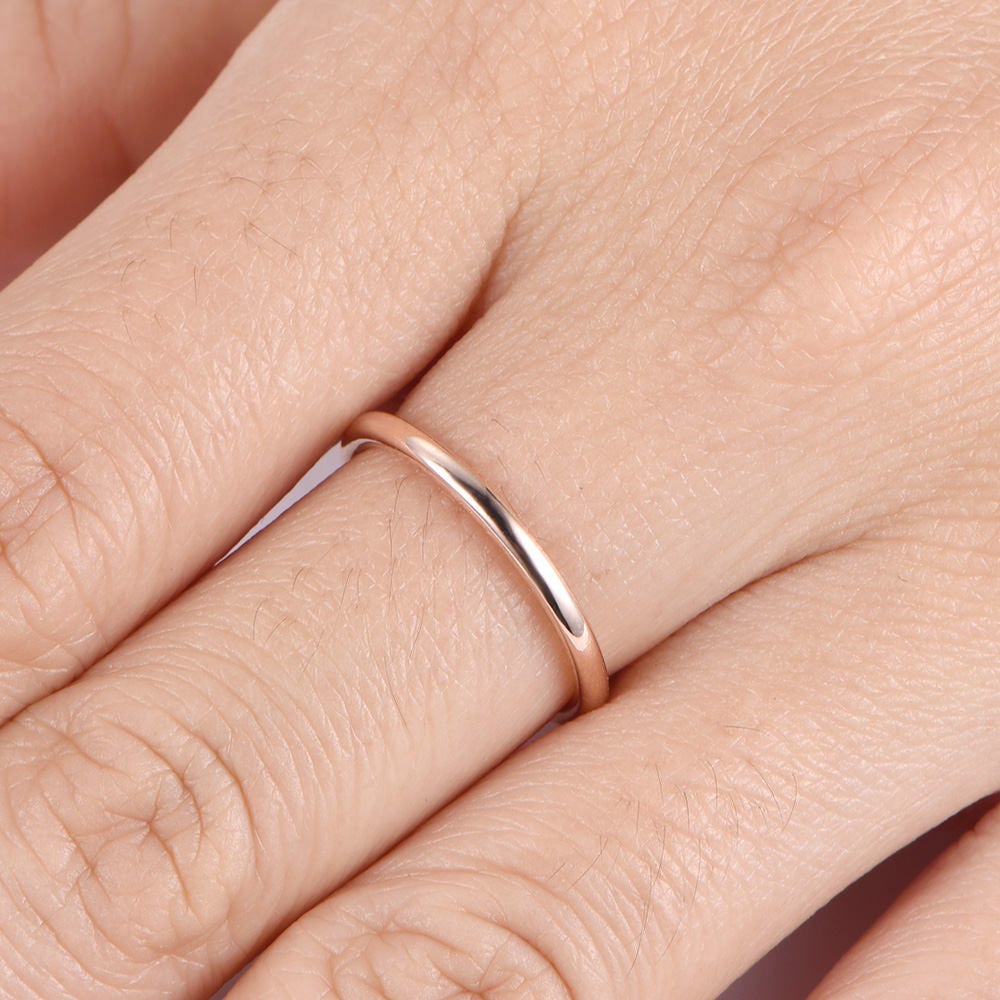 Plain gold ring simple plain gold wedding band solid 14k rose gold matching band stacking ring custom jewelry men ring