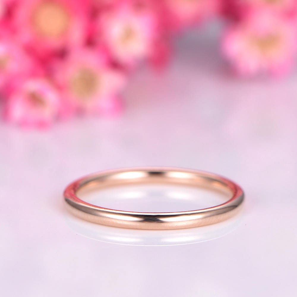 Plain gold ring simple plain gold wedding band solid 14k rose gold matching band stacking ring custom jewelry men ring