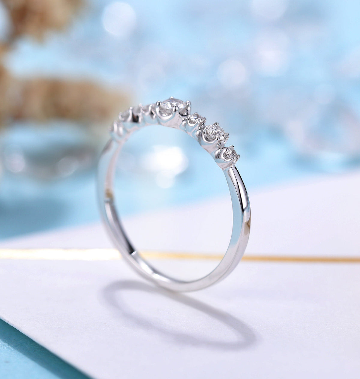 Diamond Engagement Ring women | Delicate white gold wedding ring | Unique bridal jewelry | Vintage Promise ring Anniversary gift for her