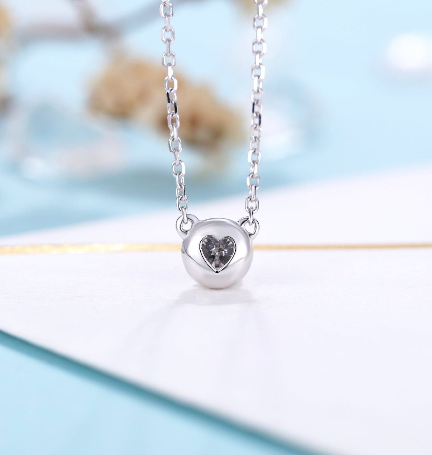 Diamond solitaire necklace women | Delicate Solitaire Necklace | Unique Jewelry | 14k Solid gold necklace | Anniversary gift for her