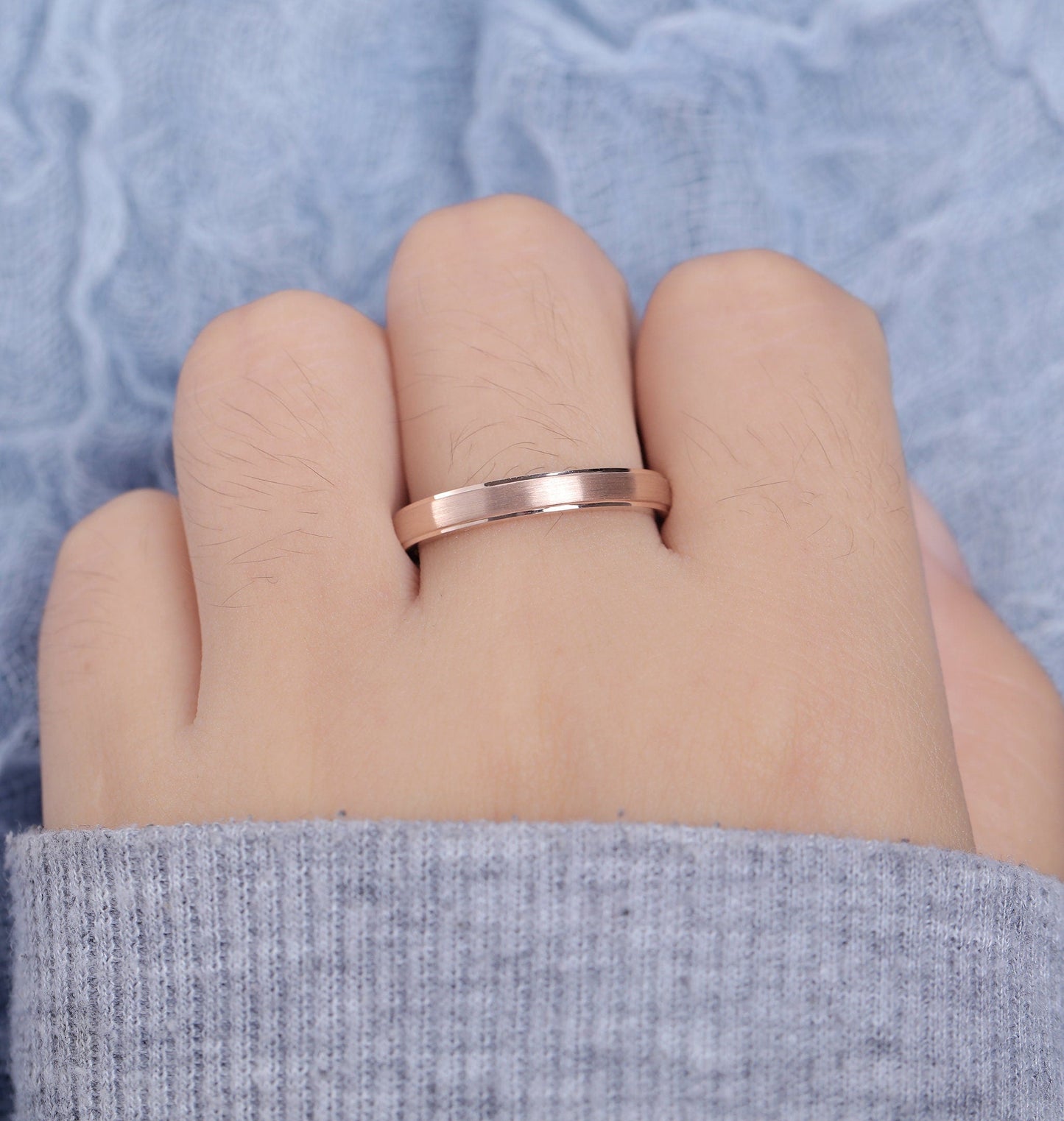 Art deco Wedding Band Women | rose gold band | frosted Bridal Jewelry | Unique wedding ring | Vintage promise Ring Anniversary Gift for her