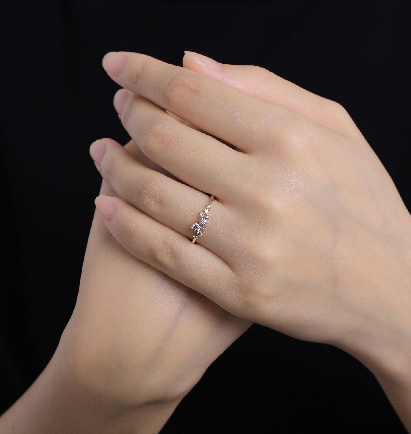 Diamond/Moissanite engagement ring women | rose gold band | vintage bridal ring | wedding ring| unique promise ring anniversary gift for her