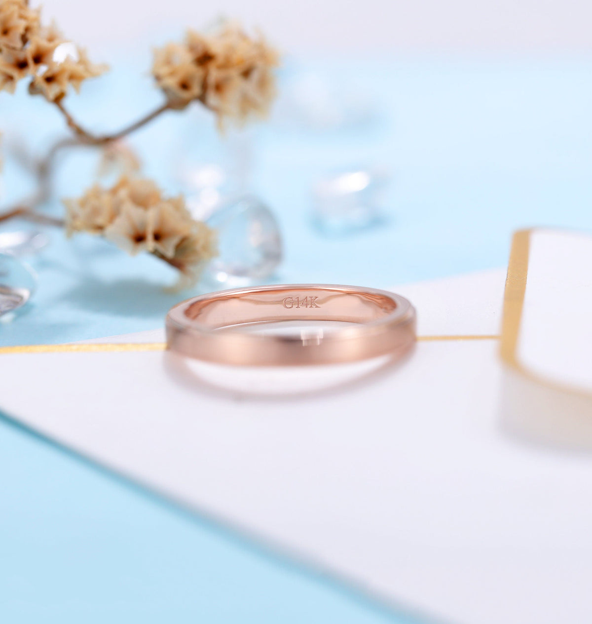 Art deco Wedding Band Women | rose gold band | frosted Bridal Jewelry | Unique wedding ring | Vintage promise Ring Anniversary Gift for her