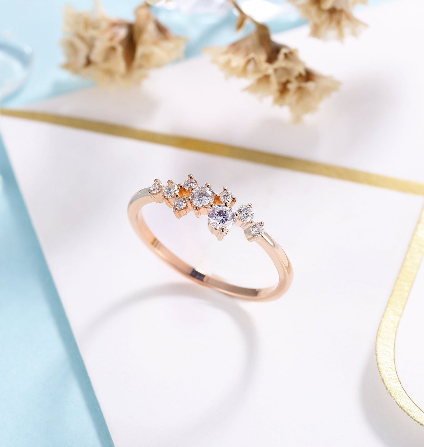 Diamond/Moissanite engagement ring women | rose gold band | vintage bridal ring | wedding ring| unique promise ring anniversary gift for her