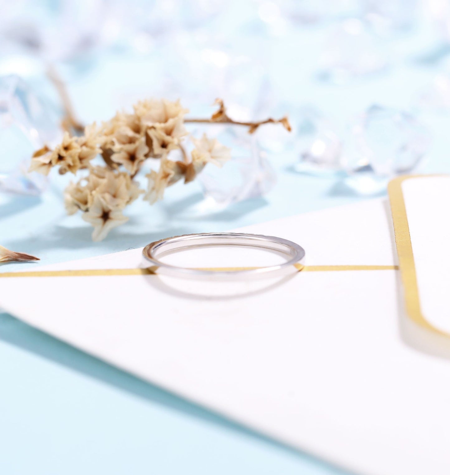 Delicate Wedding Band White Gold Women | Vintage Diamond wedding ring Stacking Emerald jewelry |Unique Promise Ring Anniversary Gift for her