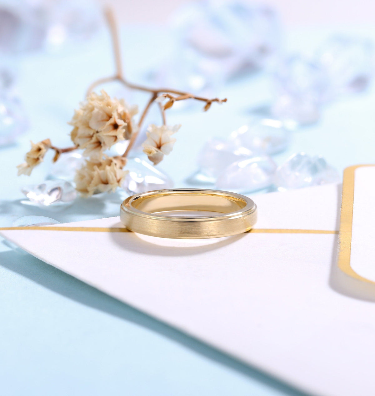 Art deco Wedding Band Women | rose gold band | frosted Bridal Jewelry | Unique wedding ring | Vintage promise Ring Anniversary Gift for her