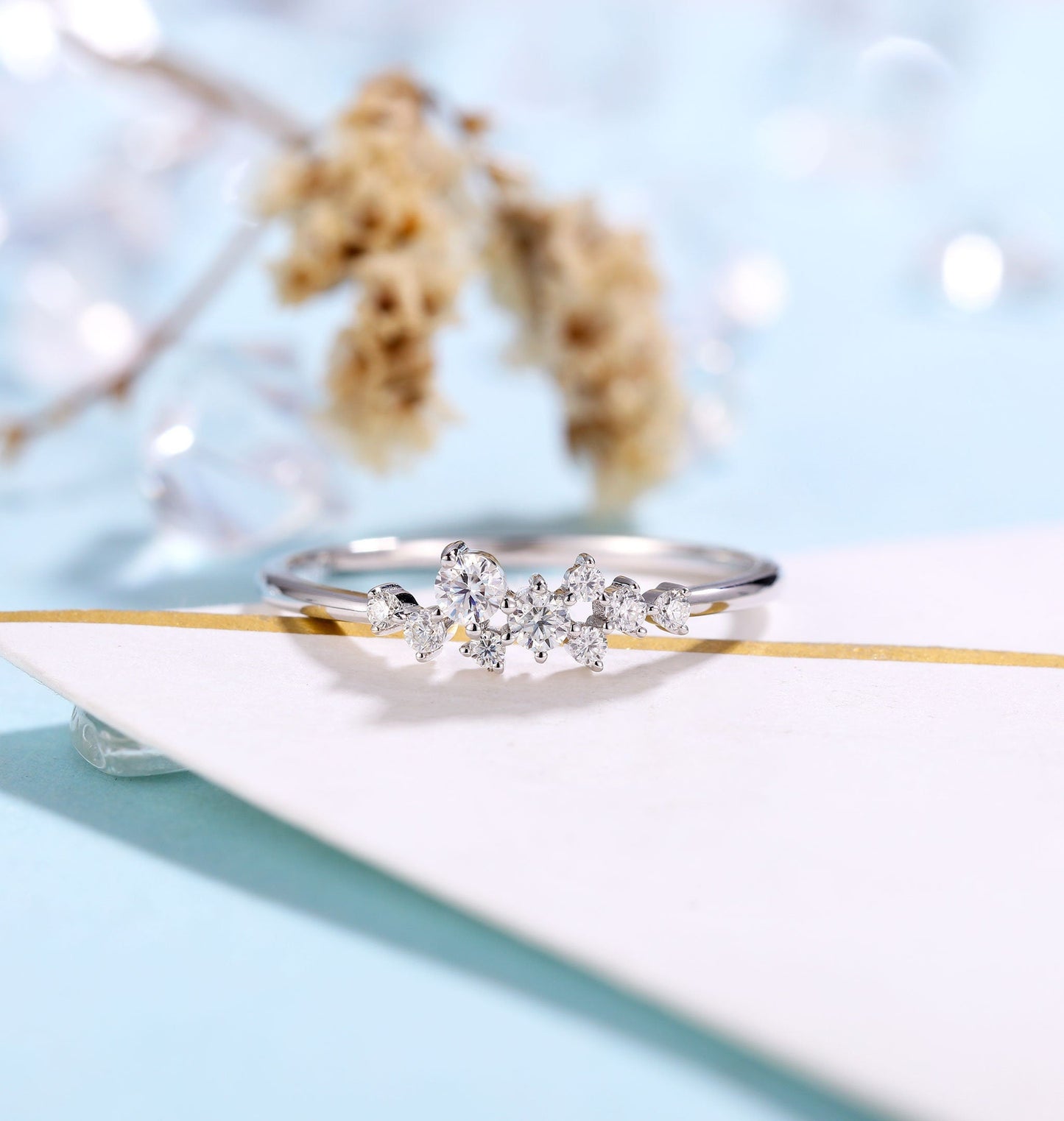 Diamond/Moissanite engagement ring women | rose gold band | vintage bridal ring | wedding ring| unique promise ring anniversary gift for her