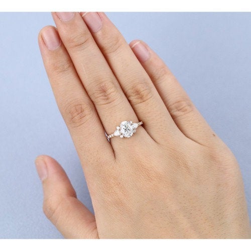 14K Cluster Pear Moissanite Engagement ring