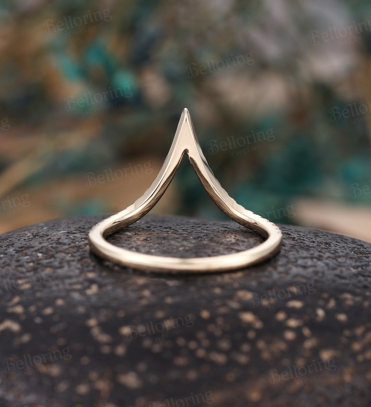 Diamond Curved wedding band Yellow gold ring Vintage Antique Solid gold round cut Matching band half eternity Promise Anniversary Gift