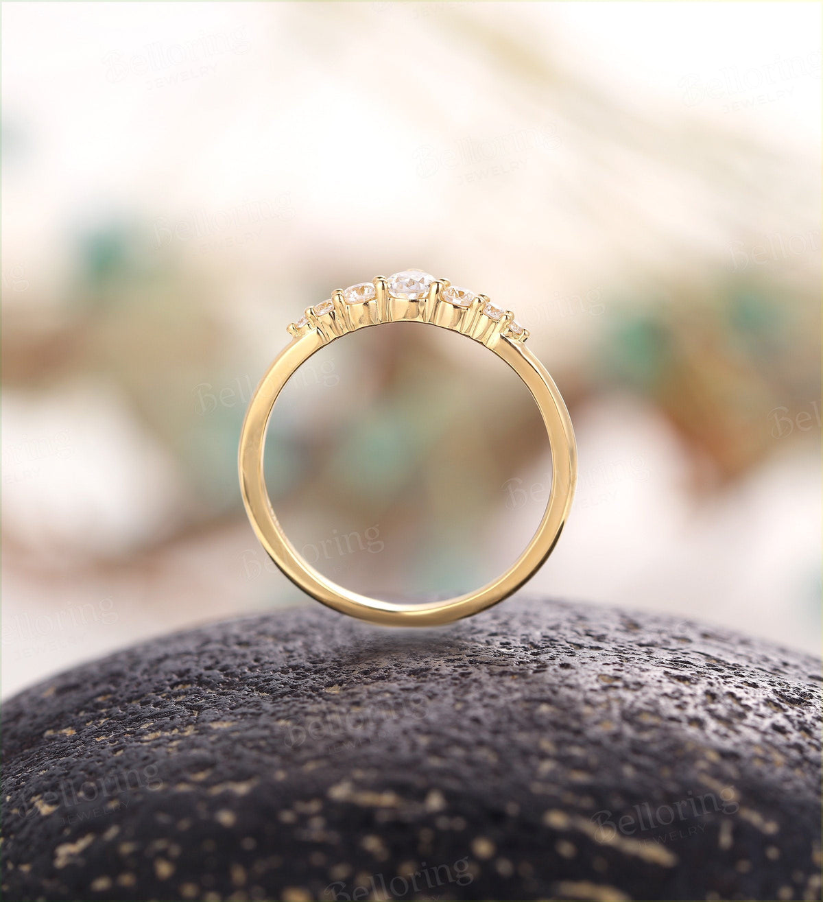 Moissanite wedding band woman solid gold ring Vintage Bridal Set Jewelry Antique Pear shaped crown dainty Promise Anniversary Gift for her