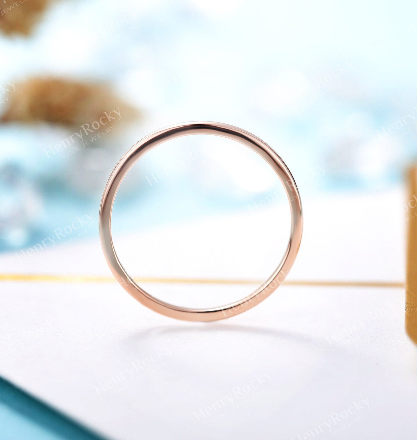 Dainty rose gold wedding band women | Vintage stacking matching bridal ring | unique thin jewelry | promise ring anniversary gift for her
