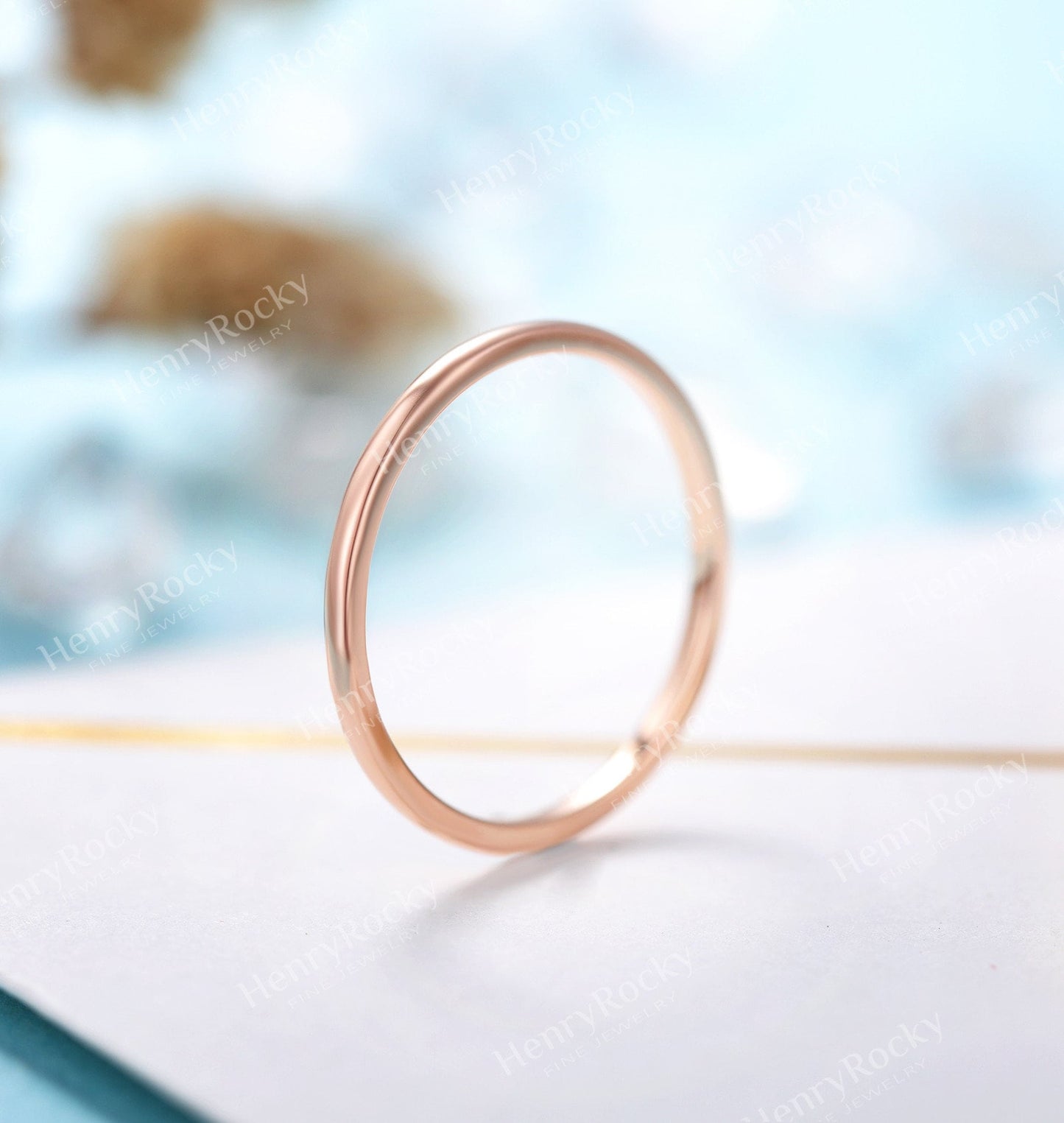 Dainty rose gold wedding band women | Vintage stacking matching bridal ring | unique thin jewelry | promise ring anniversary gift for her