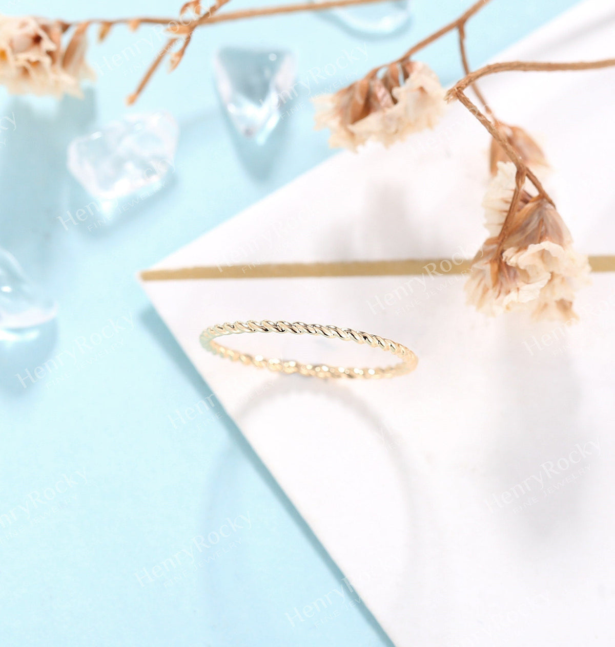 Dainty yellow gold wedding band women | Vintage stacking matching bridal ring | unique twisted jewelry|promise ring anniversary gift for her