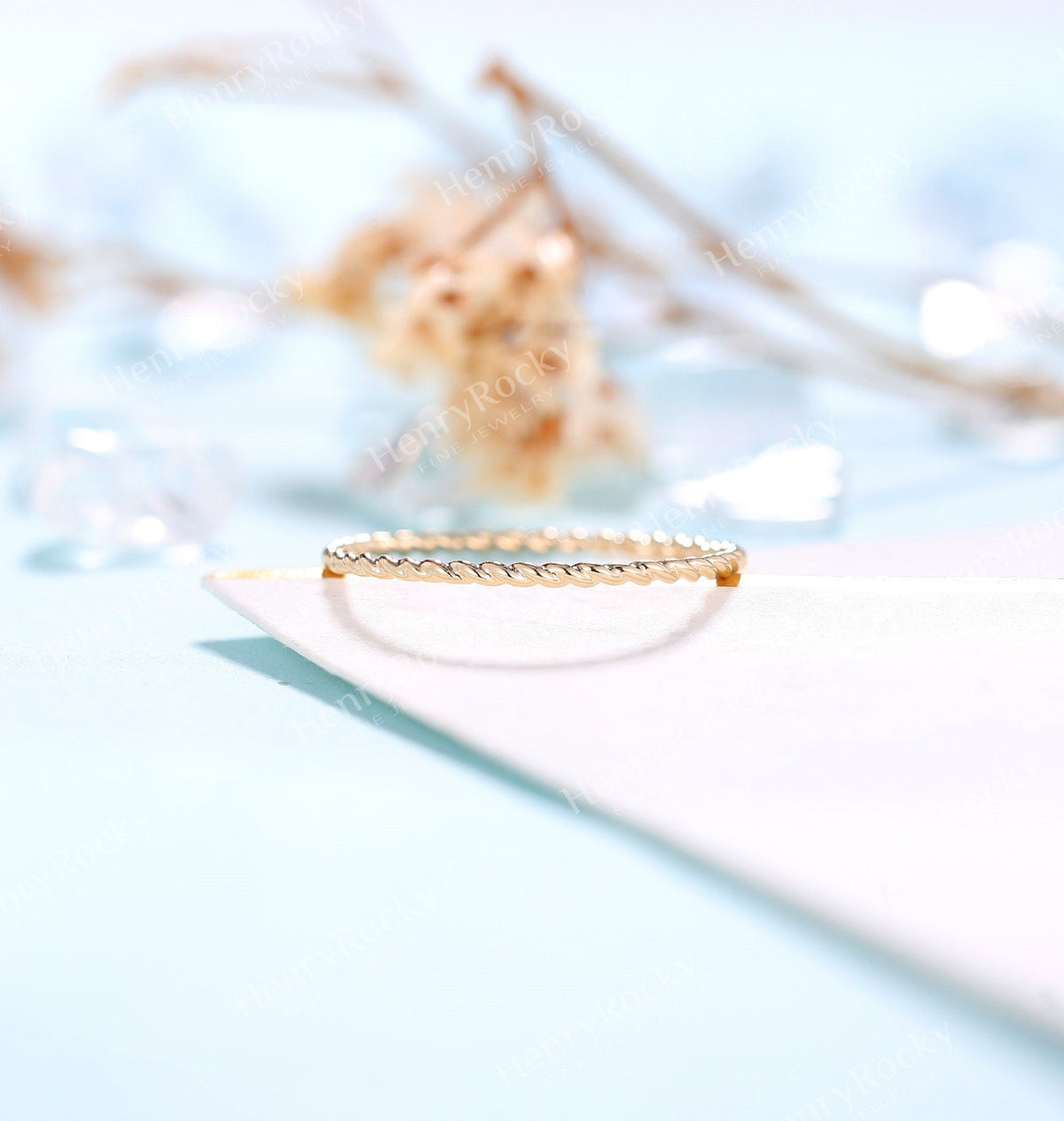 Dainty yellow gold wedding band women | Vintage stacking matching bridal ring | unique twisted jewelry|promise ring anniversary gift for her