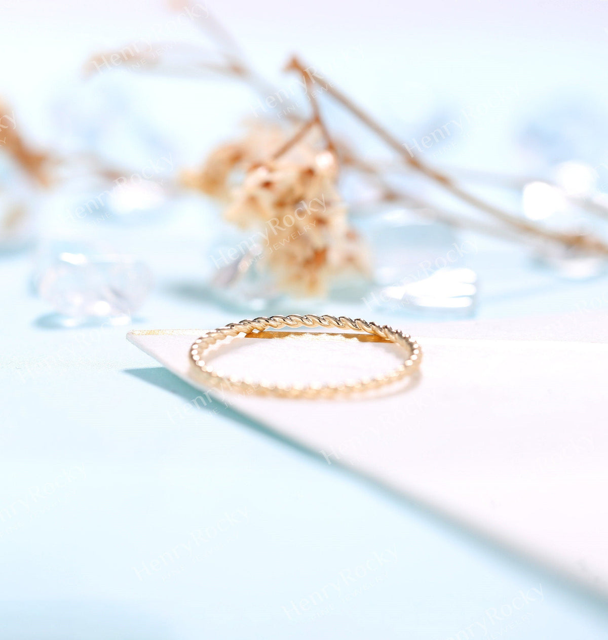 Dainty yellow gold wedding band women | Vintage stacking matching bridal ring | unique twisted jewelry|promise ring anniversary gift for her