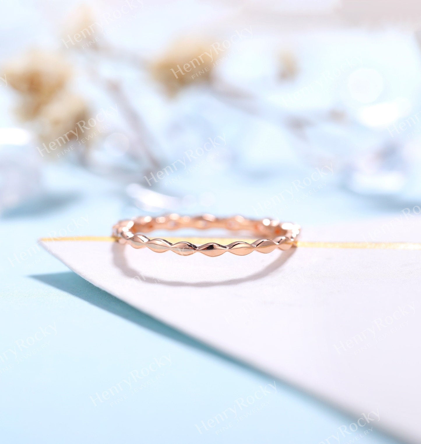 Diamond/Moissanite wedding band | rose gold band women | vintage marquise cut bridal jewelry |promise ring anniversary gift for her