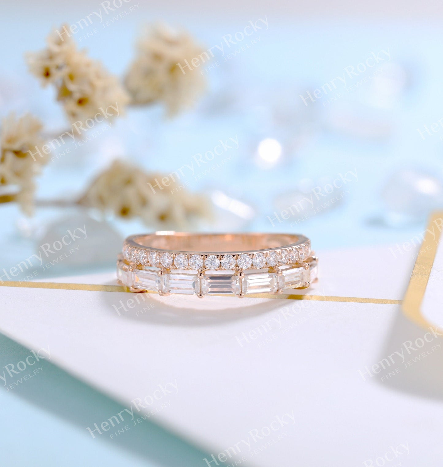 1 PC Vintage Moissanite Engagement Band Women | rose gold band | Bridal band | Unique wedding band | Art deco promise Anniversary ring