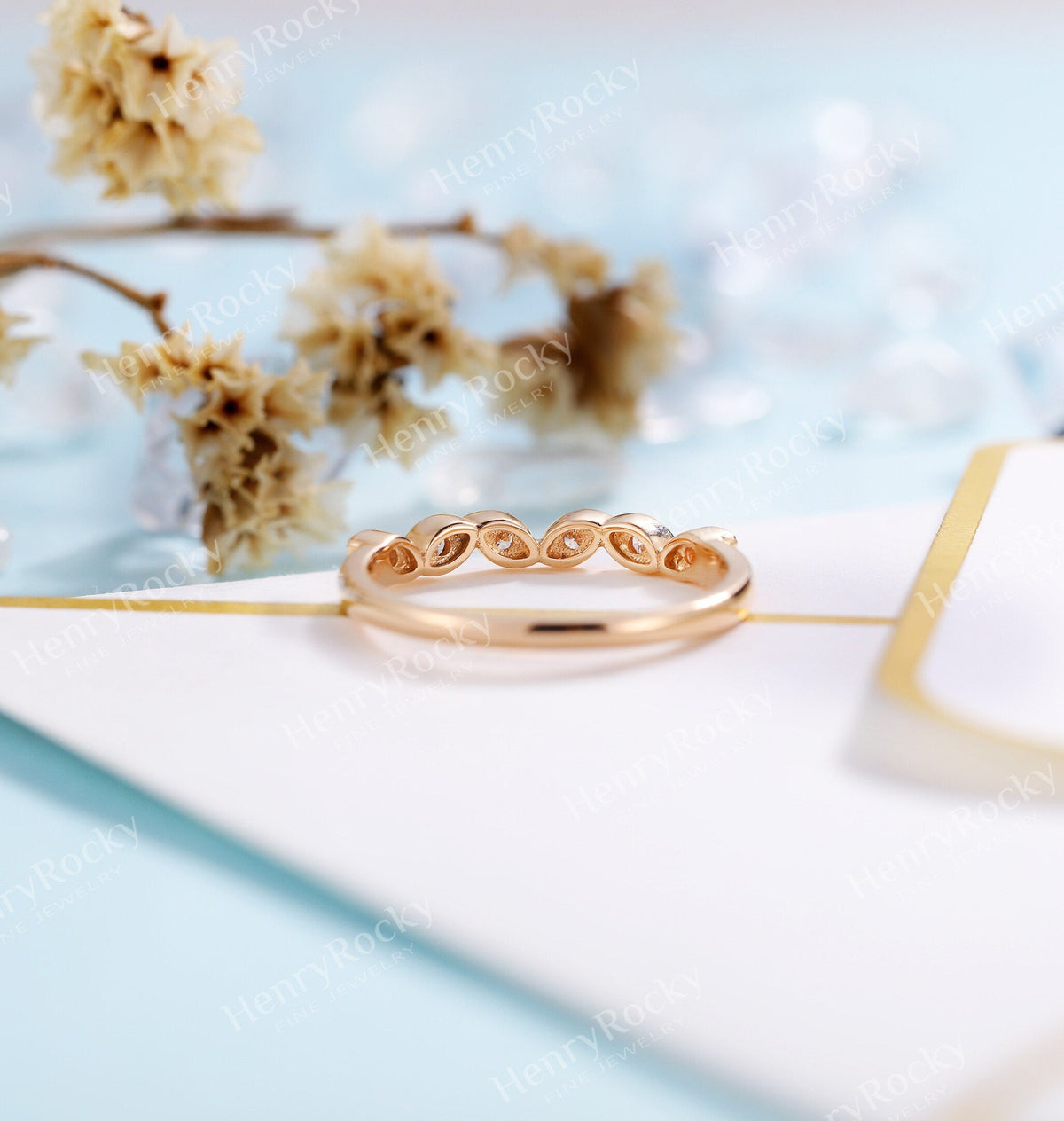 Diamond wedding band women | rose gold band | vintage round cut bridal ring | wedding ring| unique promise ring anniversary gift for her