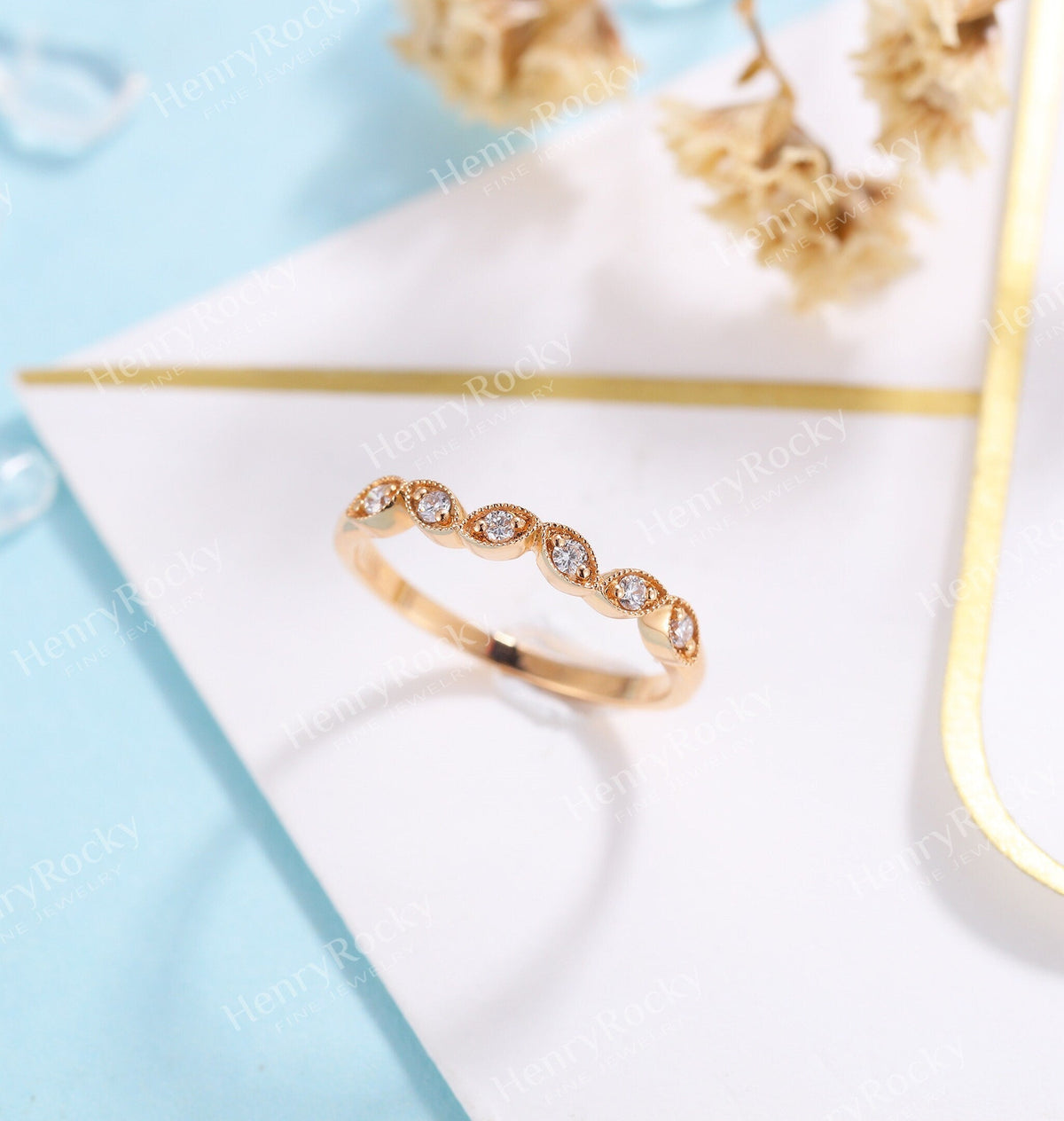 Diamond wedding band women | rose gold band | vintage round cut bridal ring | wedding ring| unique promise ring anniversary gift for her