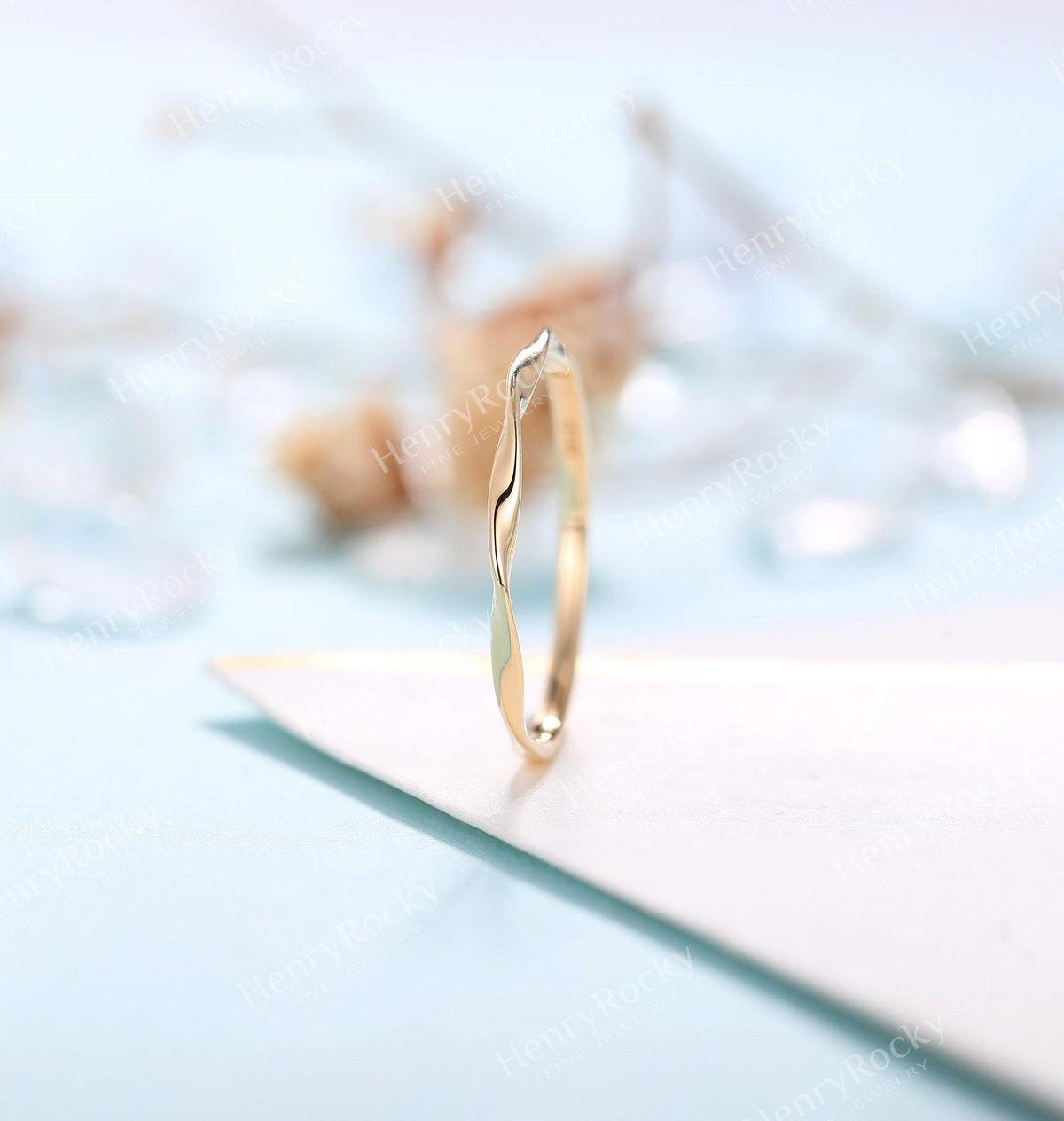 Dainty solid gold wedding band women | Vintage stacking matching bridal ring | unique twisted jewelry|promise ring anniversary gift for her