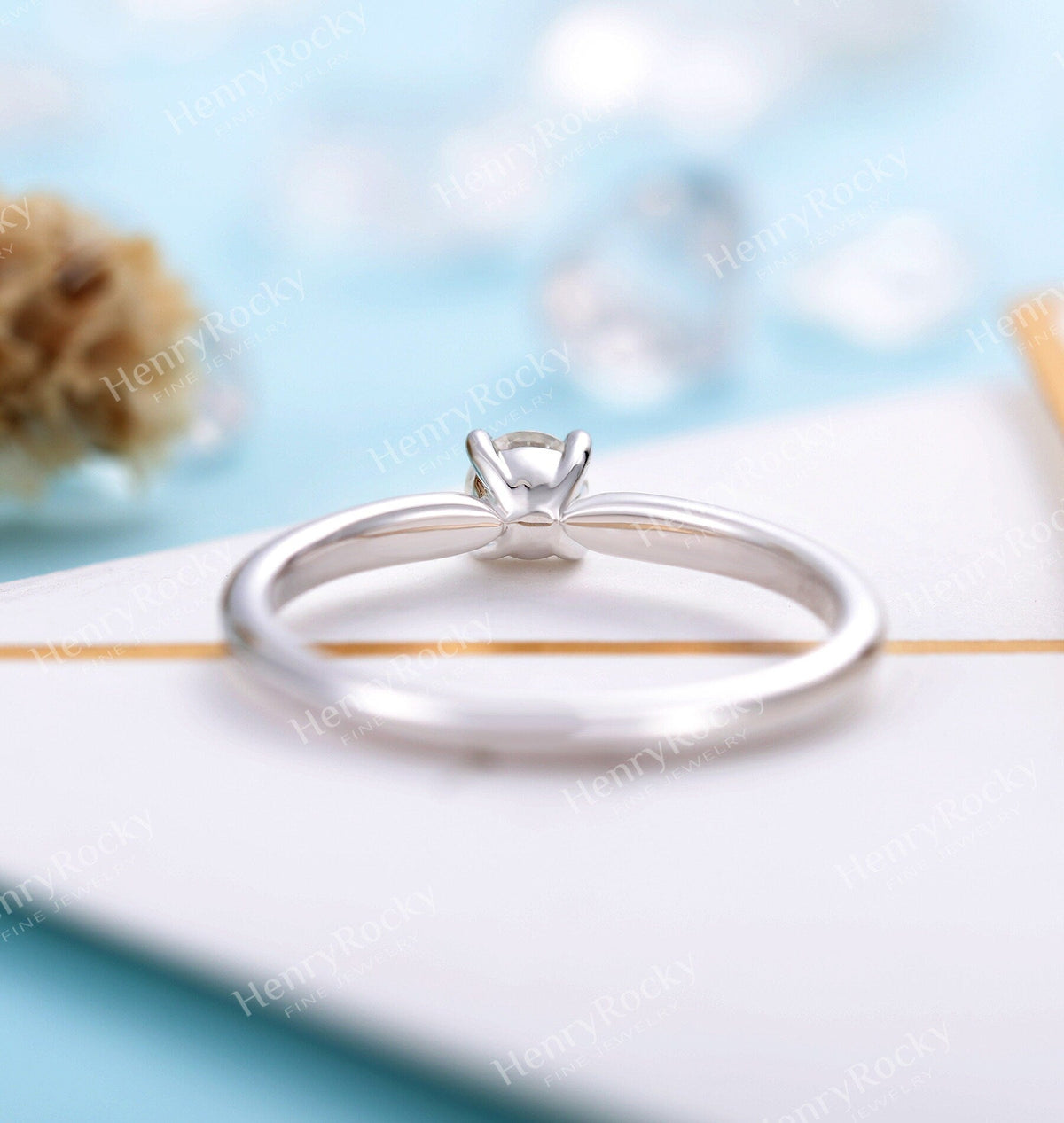 Moissanite Engagement ring white gold women | Gemstone Solitaire Bridal ring | Unique jewelry | promise ring anniversary gift for her