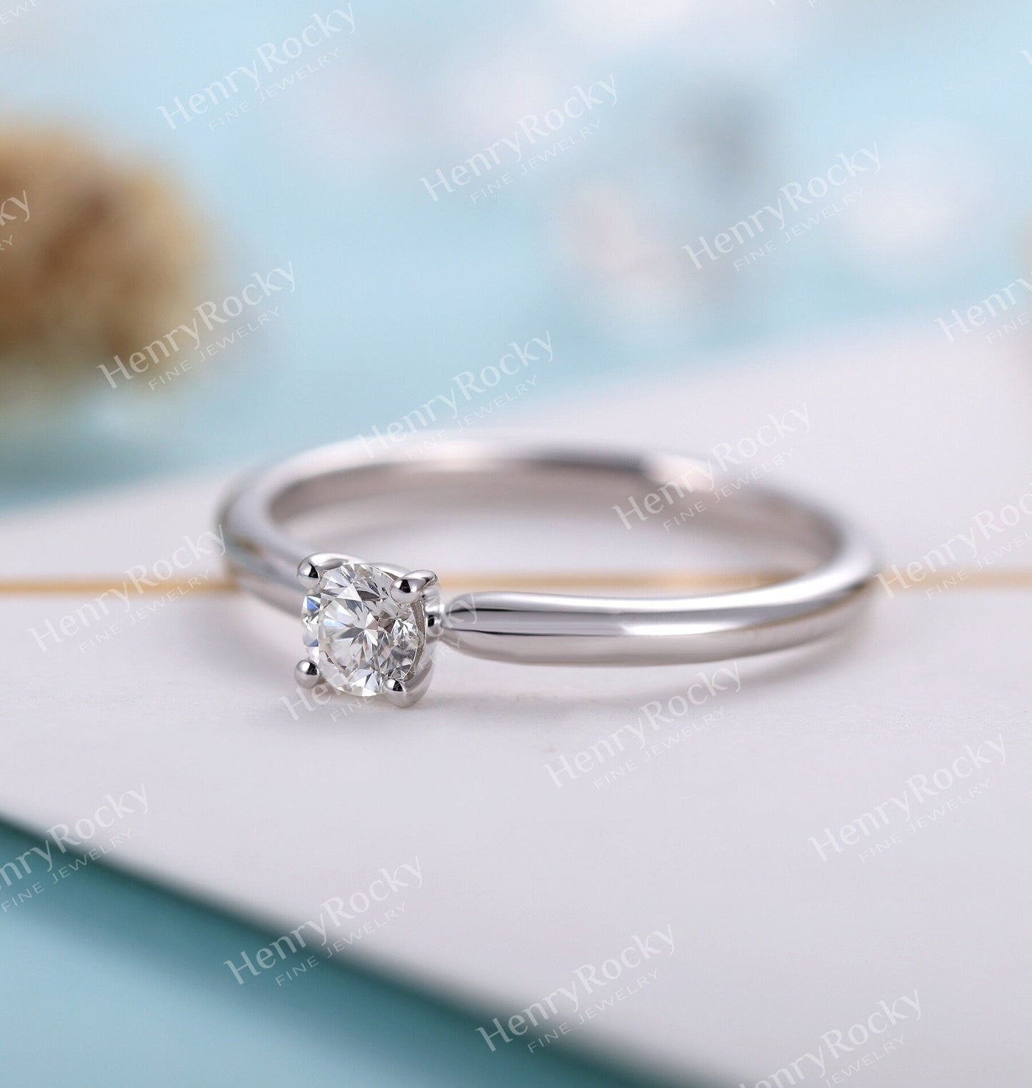 Moissanite Engagement ring white gold women | Gemstone Solitaire Bridal ring | Unique jewelry | promise ring anniversary gift for her