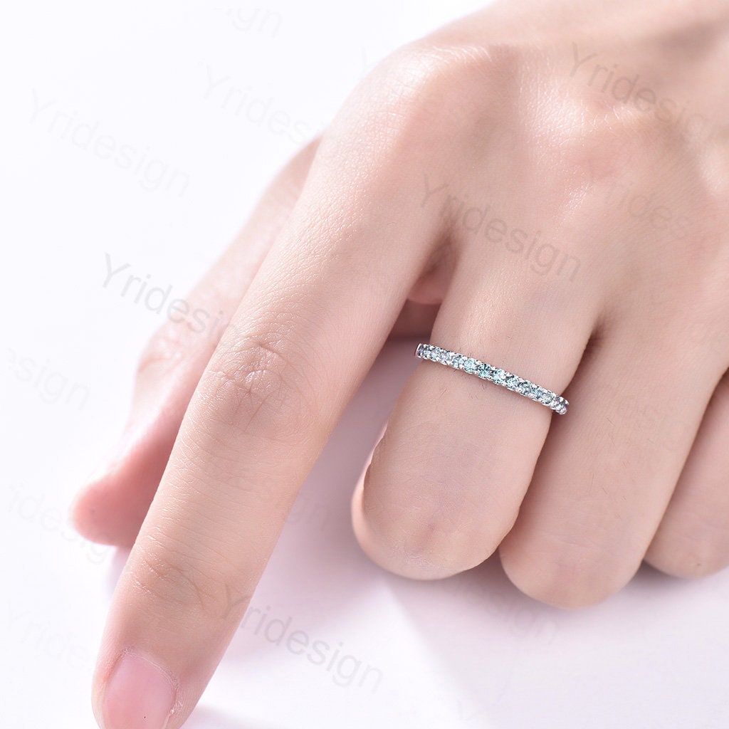 Alexandrite Eternity Band White Gold Dainty alexandrite Wedding Vermeil Ring,Matching Band Stacking Ring Anniversary Gift Birthstone ring