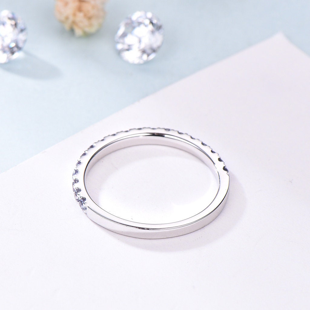 Alexandrite Eternity Band White Gold Dainty alexandrite Wedding Vermeil Ring,Matching Band Stacking Ring Anniversary Gift Birthstone ring