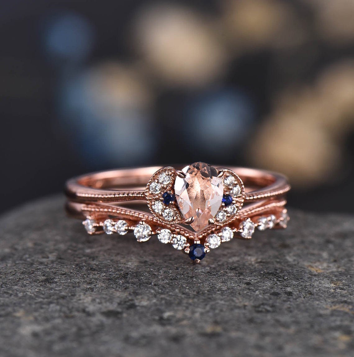 Dainty Rose Gold Moss Agate Engagement Ring Diamond Women Wedding Ring 14K/18K Bridal Promise Anniversary Gift