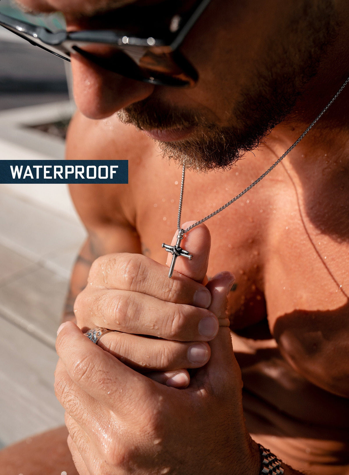 Waterproof Men's Nail Cross Necklace